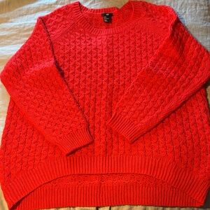 H&M Vivid Red Cable Knit Crew Neck Sweater